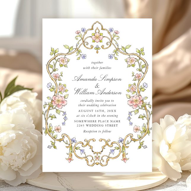 Victorian Ornate Grace Floral Frame Wedding Invitation (Creator Uploaded)