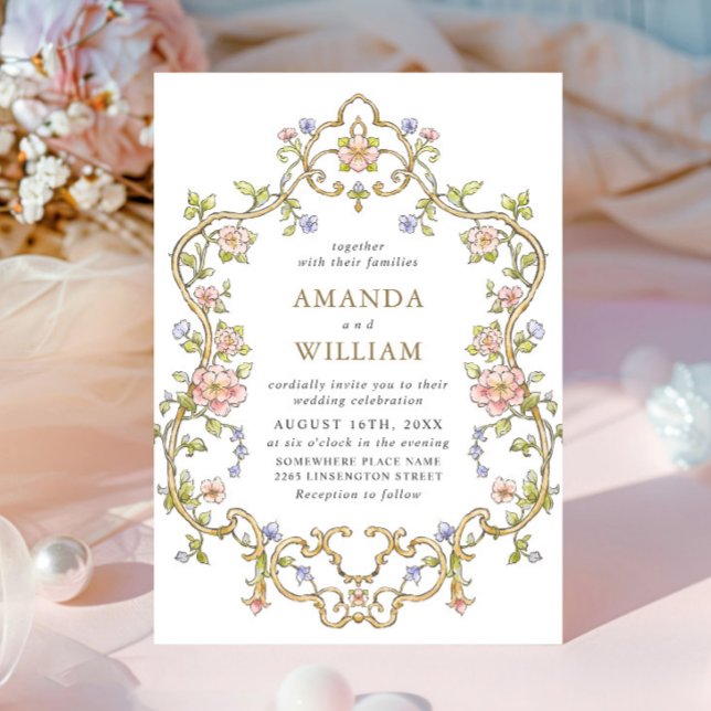 Victorian Ornate Grace Floral Frame Wedding Invitation (Creator Uploaded)