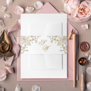 Victorian Ornate Grace Floral Frame Wedding Invitation Belly Band