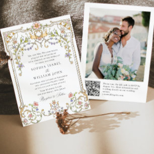 Victorian Ornate Grace Floral Frame Wedding Photo Invitation