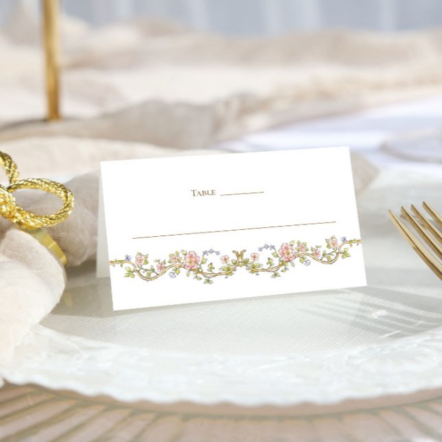 Victorian Ornate Grace Floral Frame Wedding Place Card (Creator Uploaded)