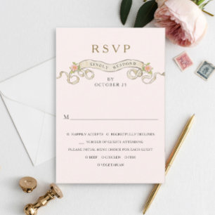 Victorian Ornate Grace Floral Frame Wedding RSVP Card