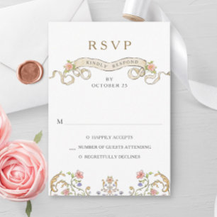 Victorian Ornate Grace Floral Frame Wedding RSVP Card
