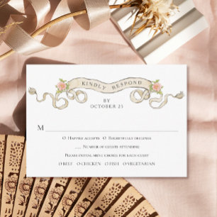 Victorian Ornate Grace Floral Frame Wedding RSVP Card