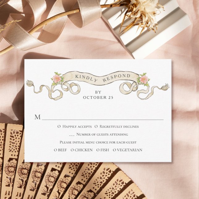 Victorian Ornate Grace Floral Frame Wedding RSVP Card (Creator Uploaded)