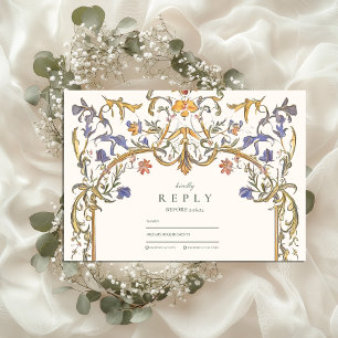 Victorian Ornate Grace Floral Frame Wedding RSVP Card