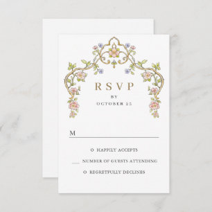 Victorian Ornate Grace Floral Frame Wedding RSVP Card