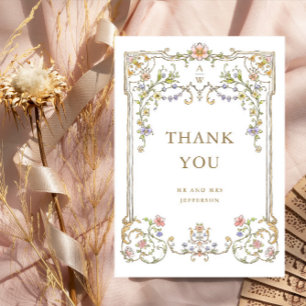 Victorian Ornate Grace Floral Frame Wedding Thank You Card