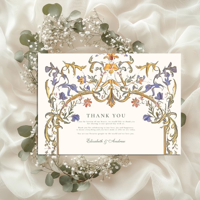 Victorian Ornate Grace Floral Frame Wedding Thank You Card (Creator Uploaded)