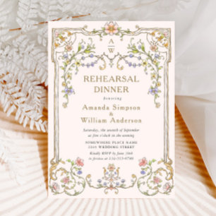 Victorian Ornate Grace Floral Rehearsal Dinner Invitation