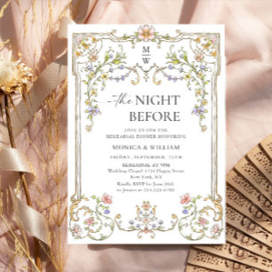 Victorian Ornate Grace Floral Rehearsal Dinner Invitation