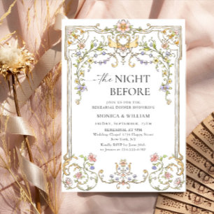 Victorian Ornate Grace Floral Rehearsal Dinner Invitation