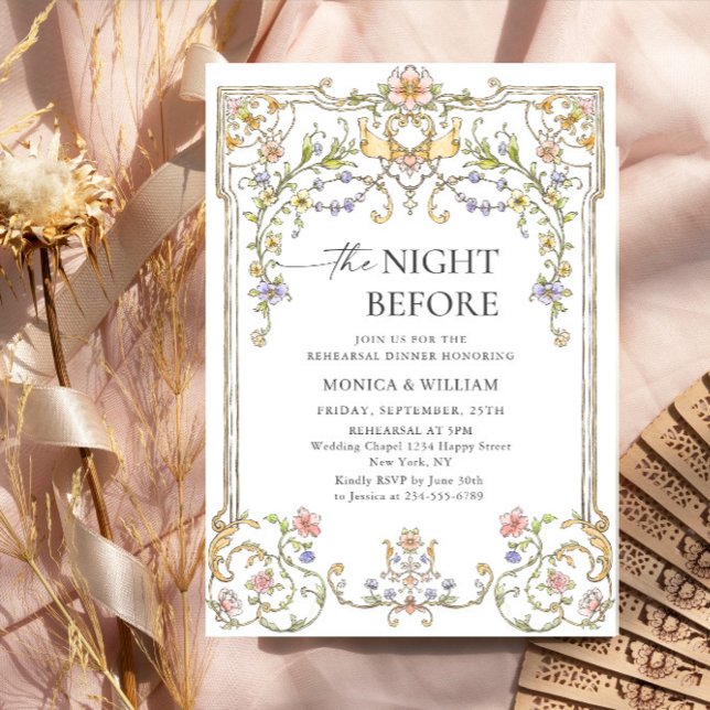 Victorian Ornate Grace Floral Rehearsal Dinner Invitation (Creator Uploaded)