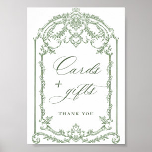 Victorian Ornate Grace Floral Sage Cards and Gifts Poster