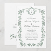 Victorian Ornate Grace Floral Sage Green Wedding