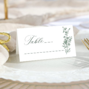 Victorian Ornate Grace Floral Sage Green Wedding Place Card