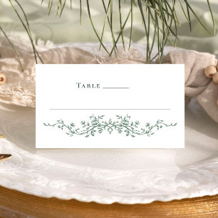 Victorian Ornate Grace Floral Sage Green Wedding Place Card