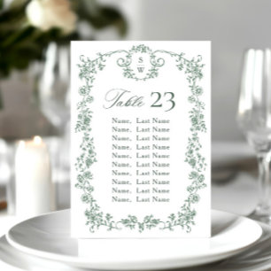 Victorian Ornate Grace Floral Seating Chart Card