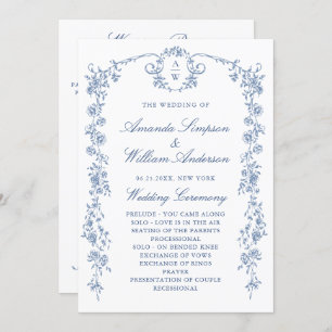 Victorian Ornate Grace Floral Wedding Ceremony Program