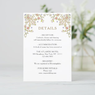 Victorian Ornate Grace Floral Wedding Details Enclosure Card
