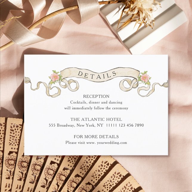 Victorian Ornate Grace Floral Wedding Details Enclosure Card (Creator Uploaded)