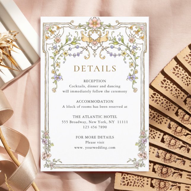 Victorian Ornate Grace Floral Wedding Details Enclosure Card (Creator Uploaded)