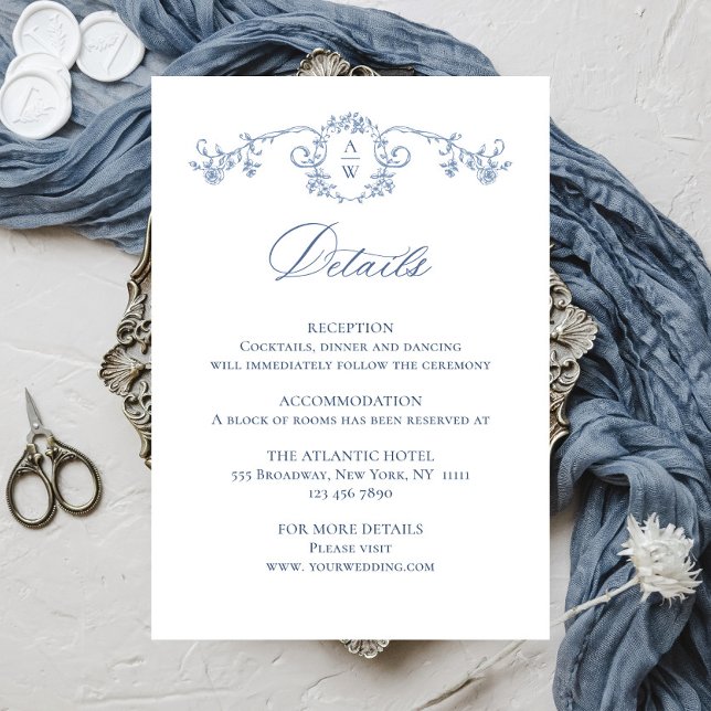 Victorian Ornate Grace Floral Wedding Details Enclosure Card (Creator Uploaded)