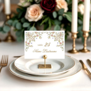 Victorian Ornate Grace Floral Wedding Place Card