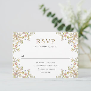Victorian Ornate Grace Floral Wedding RSVP Card