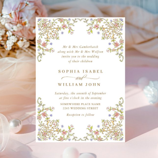 Victorian Ornate Grace Pastel Floral Wedding Invitation (Creator Uploaded)