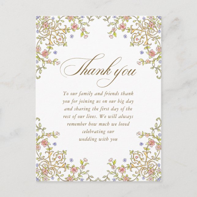 Victorian Ornate Grace QR code Photo Thank You Postcard (Front)