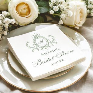 Victorian Ornate Grace Sage Green Bridal Shower Napkin
