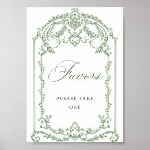 Victorian Ornate Grace Sage Green Favours Wedding Poster