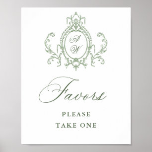Victorian Ornate Grace Sage Green Favours Wedding Poster