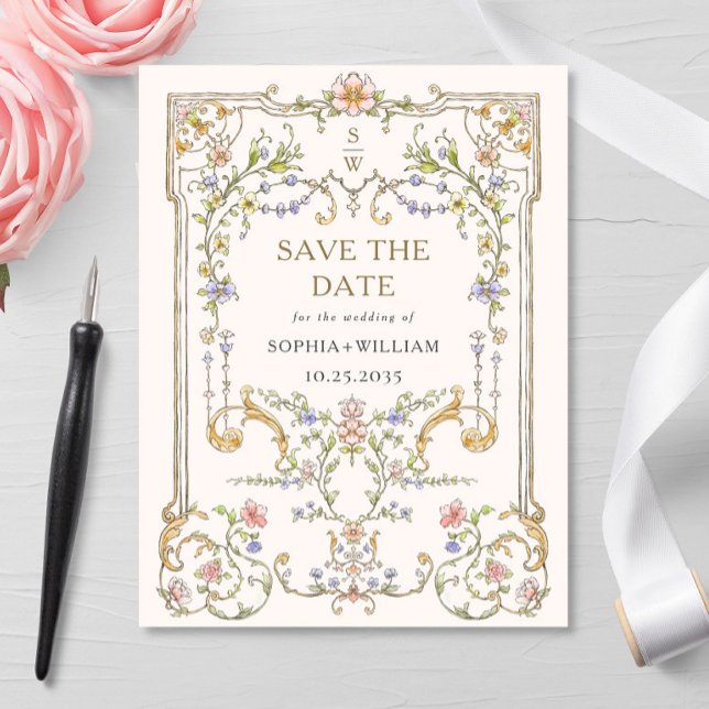 Victorian Ornate Grace Wedding Save the Date Postcard (Creator Uploaded)