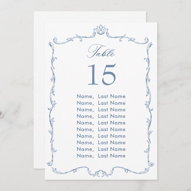Victorian Ornate Grace Wedding Seating Chart Card (Front/Back)