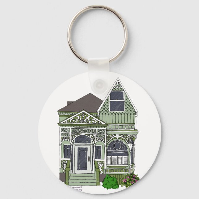 Victorian "Painted Lady" - green Key Ring (Front)