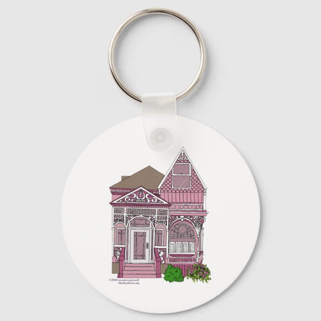 Victorian "Painted Lady" - pink Key Ring (Front)