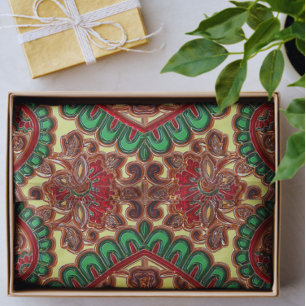 Victorian paisley pattern elegant red green gold tissue paper