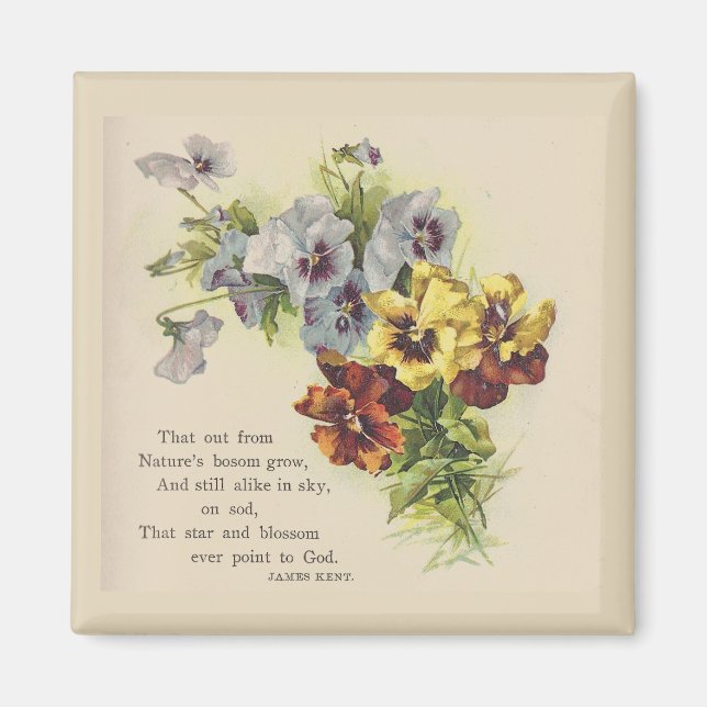 Victorian Pansies Flower Poem Magnet (Front)