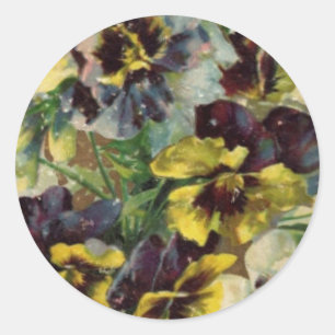 Victorian Pansies Sticker   Yellow Purple