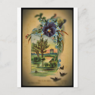 Victorian Pansy Pastoral Postcard