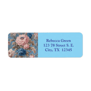 Victorian Pastel Blue And Pink Blossoms Return Address Label