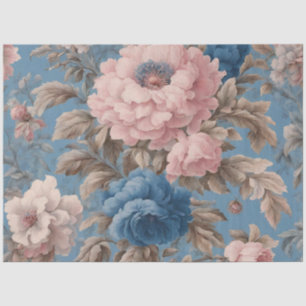 Victorian Pastel Blue And Pink Blossoms Tissue Paper