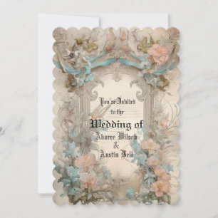 Victorian Pastel Pink Blue Floral Invitation