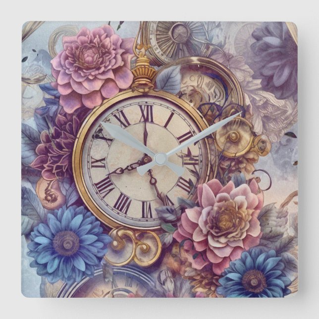 Victorian Pastel Steampunk Wall Clock (Front)