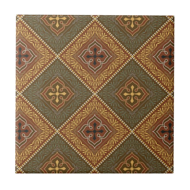 Victorian Pattern - Brown and Green Tile (Front)