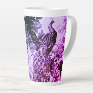 Victorian peacock floral elegant toile pattern  latte mug