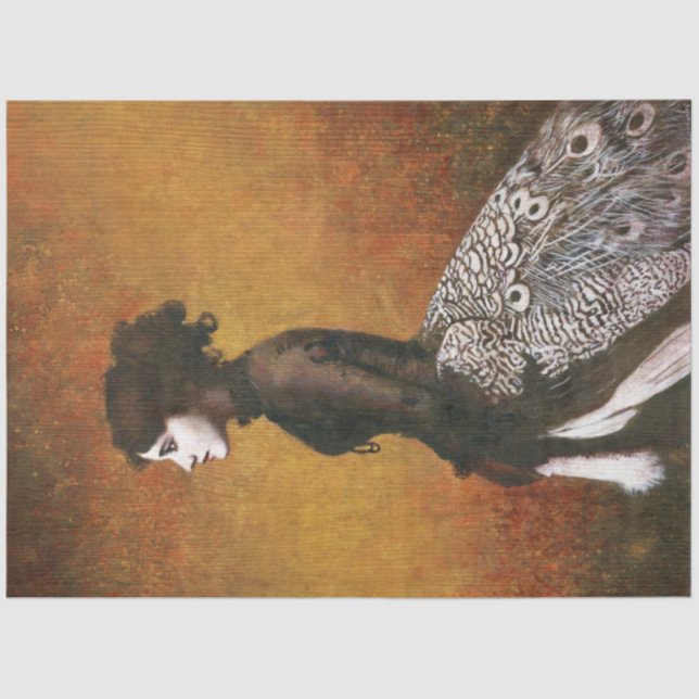 Victorian Peacock Girl Tissue Paper (Front)