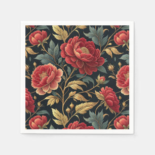 Victorian Peony Botanical Pattern Napkin